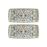 Tenango 13.5" x 6" x h:0.75" Rectangular Decorated Porcelain Platter (Set of 2)